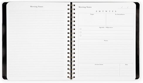 kate spade new york Meeting Notes Journal, 10" x 8.5" Spiral Notebook with 100 Entries, Leatherette Cover, Elastic Closure, Work Organizer for Notes, Objectives & Action Items (Almond Dot) in Kuwait
