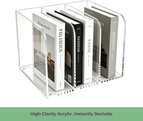 Lovemolly 3-Slot Clear Acrylic Magazine File Holder – Wide Vertical Desk Organizer for Books, Binders & Tablets, 5mm Thick, 7.48 x 8.97 x 6.69 in in Saudi Arabia
