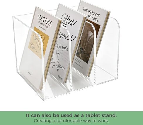 Lovemolly 3-Slot Clear Acrylic Magazine File Holder – Wide Vertical Desk Organizer for Books, Binders & Tablets, 5mm Thick, 7.48 x 8.97 x 6.69 in in Saudi Arabia