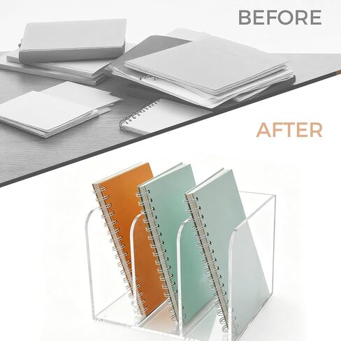 Lovemolly 3-Slot Clear Acrylic Magazine File Holder – Wide Vertical Desk Organizer for Books, Binders & Tablets, 5mm Thick, 7.48 x 8.97 x 6.69 in in Saudi Arabia