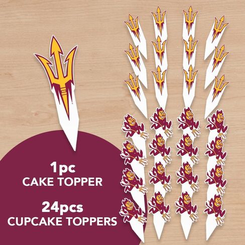 مجموعة أغطية الكب كيك وأغطية الكيك من Desert Cactus Arizona State University - ASU Sun Devils 25 قطعة من لوازم حفلات الطعام والديكورات والتخرج ويوم اللعب in Kuwait