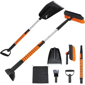 34'' to 41'' Extendable Snow Brush, Ice Scraper for Car Windshield, Emergency Snow Shovel Snow Broom with Foam Grip 180° Pivoting Brush Head, Telescoping Snow Scraper for Car SUV Truck in Saudi Arabia