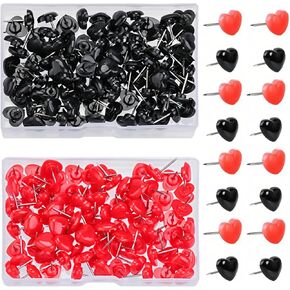 Plastic Heart Push Pins for Message Boards, Total 100Pcs, Red and Black Pinhead, Metal Needle Map Tacks, Travel Location Indicator Pins for Saint Valentine's Day & Daily in Saudi Arabia