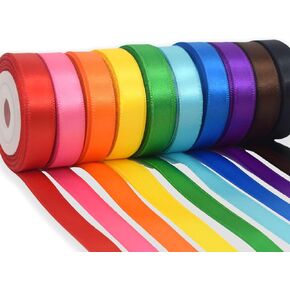Rainbow Satin Ribbon 3/8 Inch 50 Yards 10 Colors Double Face, Polyester Ribbon for Gift Wrapping Flower Bouquet Wedding Baby Shower DIY Crafts Party Decor with Plastic Core in Saudi Arabia