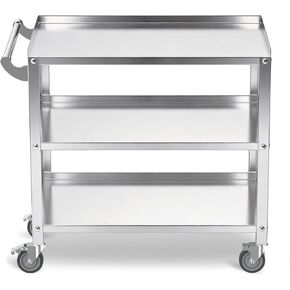 Stainless Steel Utility Cart 3 Tier - Heavy Duty Rolling Cart with Silent Wheels & Handle, Commercial Food Storage Trolley for Kitchen Restaurant Hospital Lab and Home, 21″L x 33″W x 34″H in Saudi Arabia