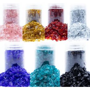 Crushed Glass Glitter Set of 3, Broken Glass Stones, Gravel Rocks Shattered Glass Gems Chips for Resin Art Crafts,Nail Art,Vase Filler,Aquarium,Jewelry Making,1-3mm/450g (Turquoise&Green) in Saudi Arabia