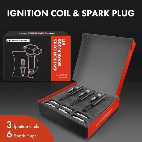 A-Premium Ignition Coils and Spark Plugs Kits Compatible with Ram 1500 2011-2012, Dakota 2011 & Jeep Grand Cherokee/Commander 2009-2010, Liberty & Dodge Durango, Nitro & Mitsubishi Raider, Set of 3 in Kuwait