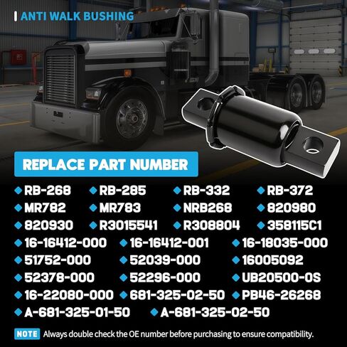 جلبة زنبركية من أوراق المطاط RB-268 (4 قطع) مضادة للمشي مناسبة لطائرة Freightliner FASII Airliner 1990+، International Navistar Z-Beam 2003+، Kenworth Peterbilt Air Glide 210/400L، يستبدل 16005092 MR782 in Kuwait