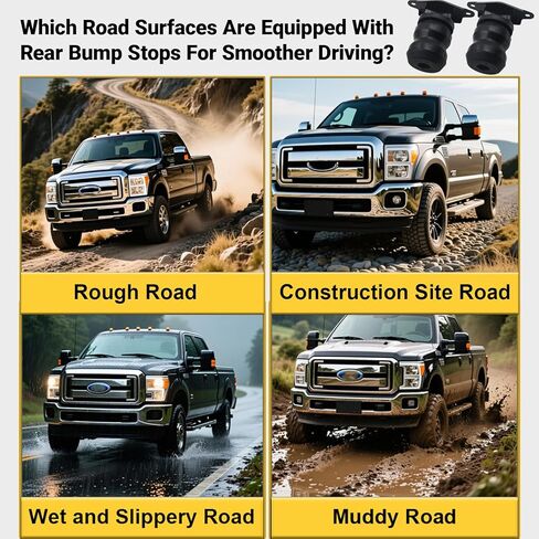 مجموعة إيقاف الصدمات الخلفية المطاطية FR350SDJ المطورة المكونة من قطعتين متوافقة مع Ford F350 F-350 Super Duty 2017 2018 2019 2020 2021 2022 2023 2024 2025، مجموعة نوابض مساعد الهواء الخلفي in Kuwait