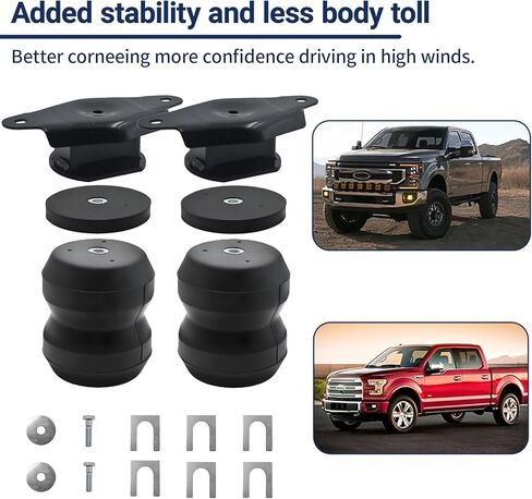 مجموعة إيقاف الصدمات الخلفية المطاطية FR350SDJ المطورة المكونة من قطعتين متوافقة مع Ford F350 F-350 Super Duty 2017 2018 2019 2020 2021 2022 2023 2024 2025، مجموعة نوابض مساعد الهواء الخلفي in Kuwait