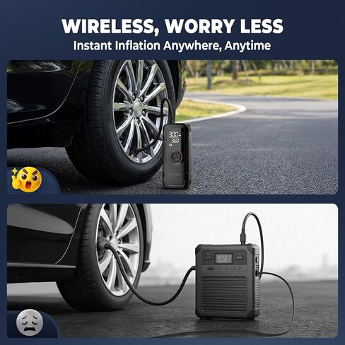Vernee VP10PRO Tire Inflator Portable Air Compressor with High-Definition Digital Display,150 PSI,6000mAh Air Pump for Car Tires with 3 Modes LED Lights & Pressure Gauge for Car, Motorcycle, Balls in Saudi Arabia