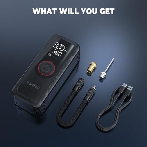 Vernee VP10PRO Tire Inflator Portable Air Compressor with High-Definition Digital Display,150 PSI,6000mAh Air Pump for Car Tires with 3 Modes LED Lights & Pressure Gauge for Car, Motorcycle, Balls in Saudi Arabia