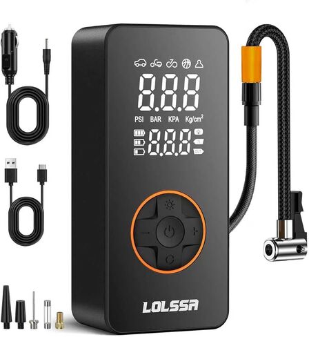Tire Inflator Portable Air Compressor-Super Compact Air Pump 150PSI, Cordless Electric Tire Pump for Car, Motorcycle, Bike, Ball, with Tire Gauge Pressure, Dual-Use Type (Large Screen) in Saudi Arabia