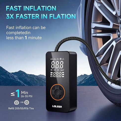 Tire Inflator Portable Air Compressor-Super Compact Air Pump 150PSI, Cordless Electric Tire Pump for Car, Motorcycle, Bike, Ball, with Tire Gauge Pressure, Dual-Use Type (Large Screen) in Saudi Arabia