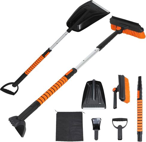 34'' to 41'' Extendable Snow Brush, Ice Scraper for Car Windshield, Emergency Snow Shovel Snow Broom with Foam Grip 180° Pivoting Brush Head, Telescoping Snow Scraper for Car SUV Truck in Saudi Arabia