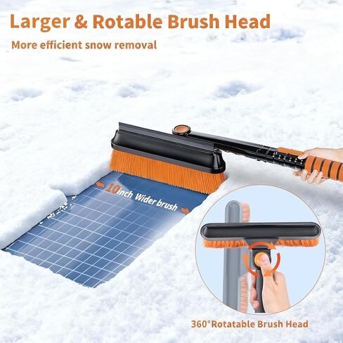 34'' to 41'' Extendable Snow Brush, Ice Scraper for Car Windshield, Emergency Snow Shovel Snow Broom with Foam Grip 180° Pivoting Brush Head, Telescoping Snow Scraper for Car SUV Truck in Saudi Arabia