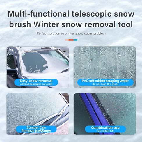 34'' to 41'' Extendable Snow Brush, Ice Scraper for Car Windshield, Emergency Snow Shovel Snow Broom with Foam Grip 180° Pivoting Brush Head, Telescoping Snow Scraper for Car SUV Truck in Saudi Arabia