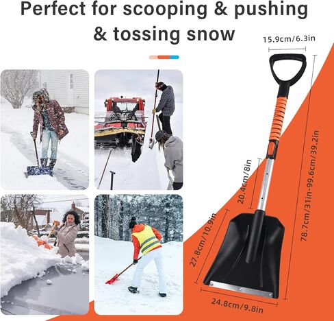 34'' to 41'' Extendable Snow Brush, Ice Scraper for Car Windshield, Emergency Snow Shovel Snow Broom with Foam Grip 180° Pivoting Brush Head, Telescoping Snow Scraper for Car SUV Truck in Saudi Arabia