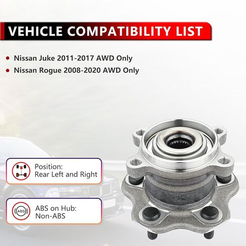 512373 مجموعة محور العجلة الخلفية AWD لـ 2011-2017 Nissan Juke، for2008-2020 Rogue Wheel Bearing محور العجلة الخلفية 5 العروات غير ABS in Kuwait