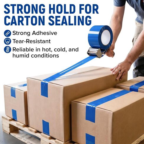 2" x 110 Yards Blue Packing Tape, 2.0 Mil Carton Sealing Tape – Strong Adhesive Shipping Tape for Moving, Storage & Packaging Boxes, 1 Roll in Kuwait