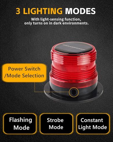 Solar Warning Beacon Light, [3 Flashing Modes] Red Magnetic 360° LED Signal Light for Trucks, Forklifts, Roadside Assistance, Boat, Yacht, Hazard Warning Buoys in Kuwait