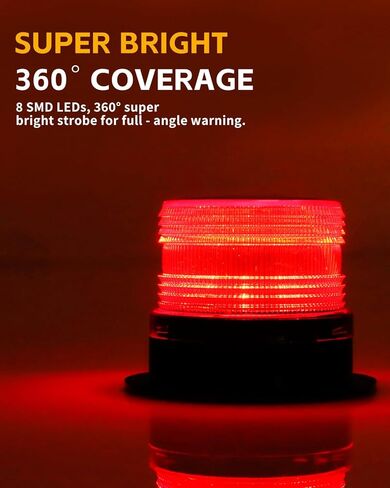 Solar Warning Beacon Light, [3 Flashing Modes] Red Magnetic 360° LED Signal Light for Trucks, Forklifts, Roadside Assistance, Boat, Yacht, Hazard Warning Buoys in Kuwait