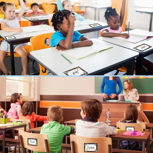 144 PCS Name Tags Stickers for Classroom, Self-Adhesive Composition Name Labels for Students, 6 Designs Classroom Nameplates Stickers for Desks, Lockers, Back to School Teacher Supplies in Saudi Arabia