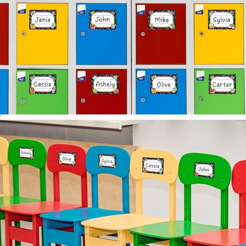 144 PCS Name Tags Stickers for Classroom, Self-Adhesive Composition Name Labels for Students, 6 Designs Classroom Nameplates Stickers for Desks, Lockers, Back to School Teacher Supplies in Saudi Arabia