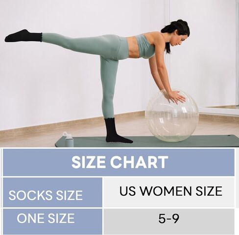 SkiBeaut Pilates Grips Socks- Yoga Women Non Slip Grippers Anti Skid Sticky Hospital Socks for Senior, 3 Pairs, US Size 5-9 in Saudi Arabia