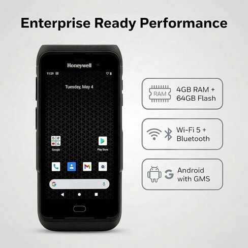 Honeywell CT45-L0N-28D100G Rugged Mobile Computer, Android with GMS 4GB/64GB Handheld Barcode Scanner, 5" HD Touchscreen, FlexRange 1D/2D WiFi Scanner, Bluetooth 5.1, IP68, for Warehouse and Retail in Kuwait
