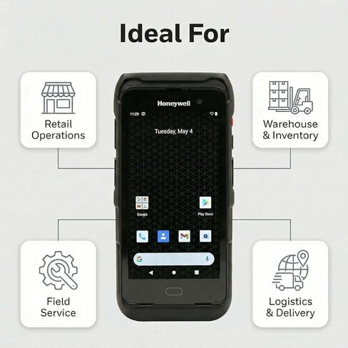 Honeywell CT45-L0N-28D100G Rugged Mobile Computer, Android with GMS 4GB/64GB Handheld Barcode Scanner, 5" HD Touchscreen, FlexRange 1D/2D WiFi Scanner, Bluetooth 5.1, IP68, for Warehouse and Retail in Kuwait