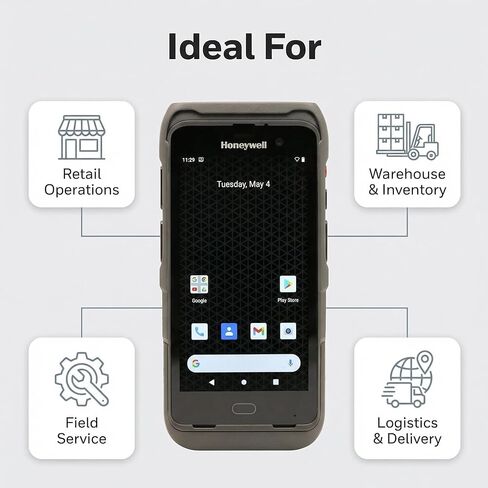 Honeywell CT45-L0N-28D100G Rugged Mobile Computer, Android with GMS 4GB/64GB Handheld Barcode Scanner, 5" HD Touchscreen, FlexRange 1D/2D WiFi Scanner, Bluetooth 5.1, IP68, for Warehouse and Retail in Kuwait