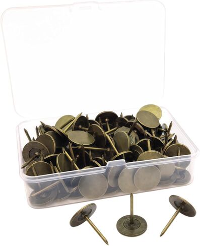 100Pcs Heavy Duty Thumb Tacks, Large Upholstery Tacks 16mm x 20mm Flat Head Bronze Push Pins for Carpets, Concrete, Wood, Sofa, Wall, Heavy-Duty Projects in Kuwait
