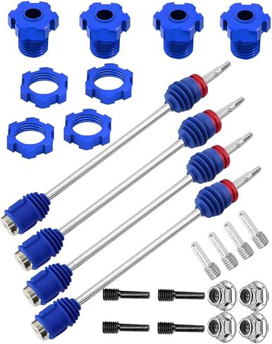 Upgrades Part for 1/10 E-Revo/E-Maxx/T-Maxx/Revo,45# Steel Drive Shaft CVD Front Rear Axles & Aluminum 17mm Wheel Nut & Wheel Hex Hops Up,Navy Blue in Kuwait