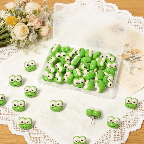 30 PCS Frog Push Pins, Animal Thumbtacks, Decorative Bulletin Board Pin, Cork Board Pushpins for Photo Wall, Map, Office or Home Decoration. in Saudi Arabia