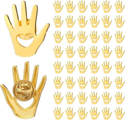 Foilswirl 25 Pcs Employee Appreciation Gifts Bulk Gold Hand Lapel Pin Volunteer Appreciation Gift Recognition Gifts for Social Worker Nurse Coworkers (Hollow Style) in Kuwait