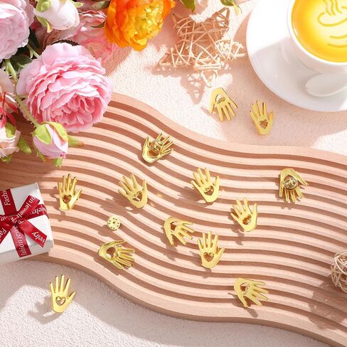 Foilswirl 25 Pcs Employee Appreciation Gifts Bulk Gold Hand Lapel Pin Volunteer Appreciation Gift Recognition Gifts for Social Worker Nurse Coworkers (Hollow Style) in Kuwait