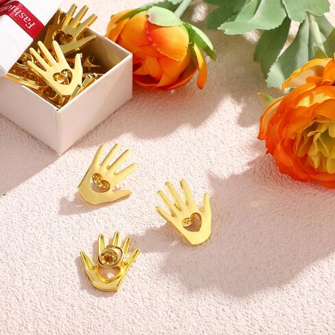 Foilswirl 25 Pcs Employee Appreciation Gifts Bulk Gold Hand Lapel Pin Volunteer Appreciation Gift Recognition Gifts for Social Worker Nurse Coworkers (Hollow Style) in Kuwait