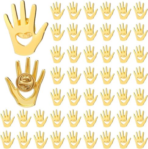 Foilswirl 25 Pcs Employee Appreciation Gifts Bulk Gold Hand Lapel Pin Volunteer Appreciation Gift Recognition Gifts for Social Worker Nurse Coworkers (Hollow Style) in Kuwait