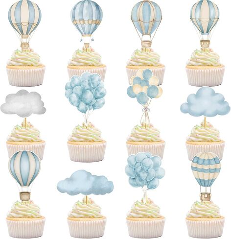 36pcs Hot Air Balloon Cupcake Toppers: Hot Air Balloon Decorations Adventure Awaits Baby Shower Hot Air Balloon Baby Shower Decorations in Kuwait