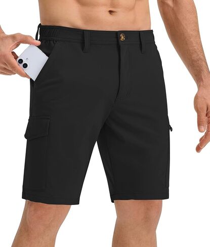 33,000ft Men's Golf Shorts 10" Inseam with Zipper Pocket Lightweight Quick Dry Stretch Hiking Cargo Shorts for Travel Fishing in Saudi Arabia