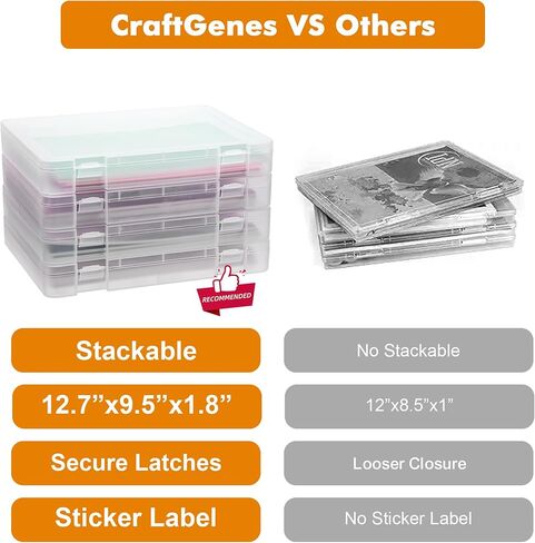 4 عبوات من صناديق تخزين الورق مقاس A4 من CraftGenes مع أغطية، منظم ورق قصاصات بلاستيكي سميك، قابل للتكديس مقاس 12.7 × 9.5 × 1.8 بوصة لتخزين الملفات للمستندات مقاس 8.5 × 11 واللوازم المدرسية والحرفية in Kuwait