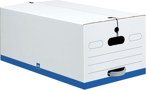 Office Depot® Brand Quick Set-Up Storage Boxes With String & Button Closure, Legal, 24" x 15" x 10", 60% Recycled, White/Blue, Pack Of 12 in Kuwait