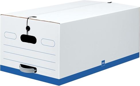 Office Depot® Brand Quick Set-Up Storage Boxes With String & Button Closure, Legal, 24" x 15" x 10", 60% Recycled, White/Blue, Pack Of 12 in Kuwait