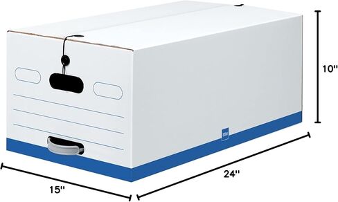 Office Depot® Brand Quick Set-Up Storage Boxes With String & Button Closure, Legal, 24" x 15" x 10", 60% Recycled, White/Blue, Pack Of 12 in Kuwait