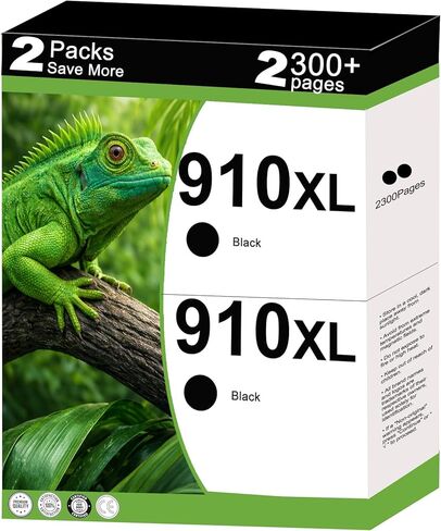 910XL Black Ink Cartridges Combo Pack Replacement for HP 910 XL Fit for OfficeJet Pro 8030 8028e 8035e 8020 8035 8028 8025 8010 8015e 8020e 8025e 8022 8022e Printer with V21.4.1 Chip (2 Pack- Black) in Saudi Arabia