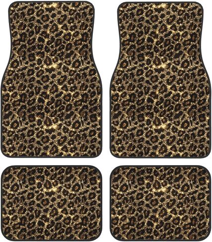 Generic Car Foot Mat Sparkling Leopard Non-Slip Carpet Mats for Cars & Trucks,Decorative Front & Rear Vehicle Foot Rugs,4-Piece Car Floor Mat Set in Kuwait