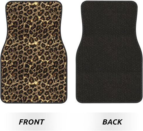 Generic Car Foot Mat Sparkling Leopard Non-Slip Carpet Mats for Cars & Trucks,Decorative Front & Rear Vehicle Foot Rugs,4-Piece Car Floor Mat Set in Kuwait