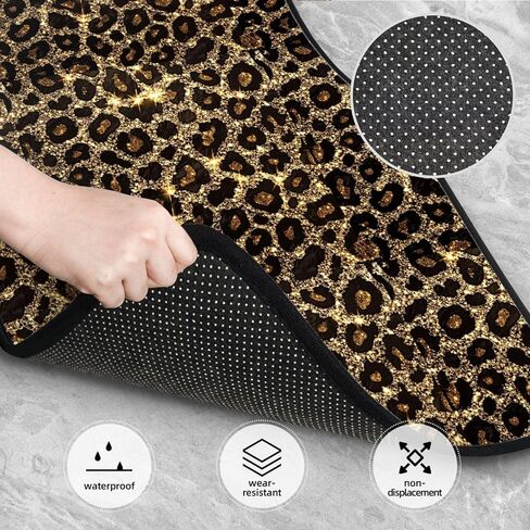 Generic Car Foot Mat Sparkling Leopard Non-Slip Carpet Mats for Cars & Trucks,Decorative Front & Rear Vehicle Foot Rugs,4-Piece Car Floor Mat Set in Kuwait