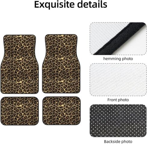 Generic Car Foot Mat Sparkling Leopard Non-Slip Carpet Mats for Cars & Trucks,Decorative Front & Rear Vehicle Foot Rugs,4-Piece Car Floor Mat Set in Kuwait